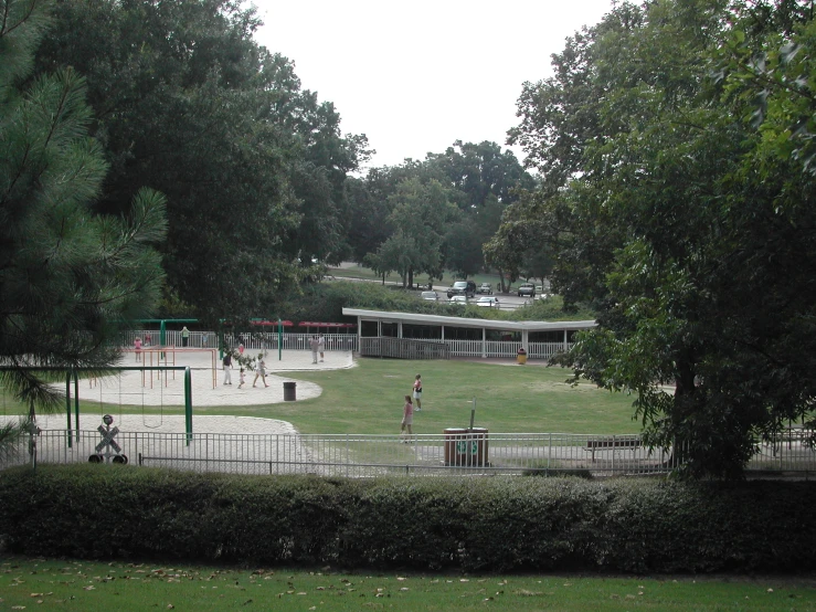 people are playing on the grass in the park