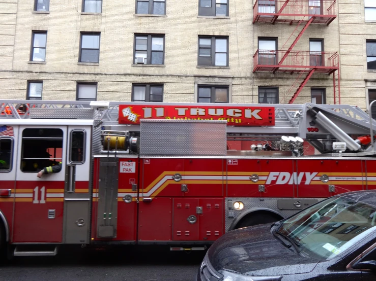 a fire truck that is parked in the street