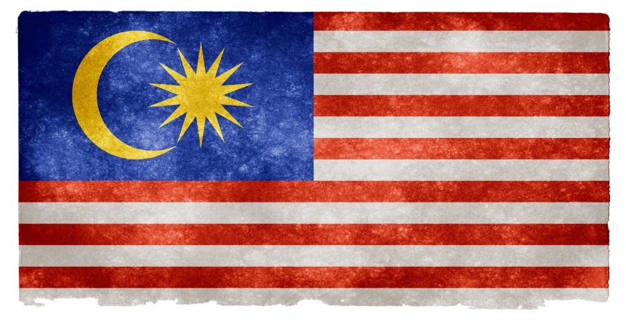 the flag of malaysia in distressed colors