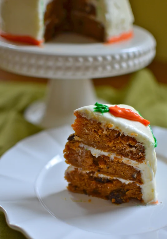 this is a slice of carrot cake on a plate