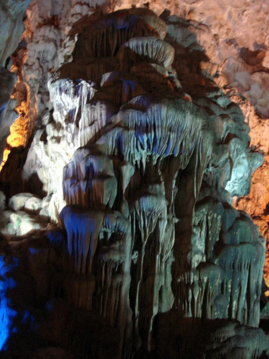 close up of a light coming from inside a cave