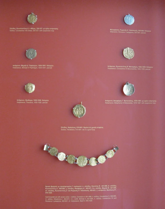 several types of silver celets are hanging on a wall