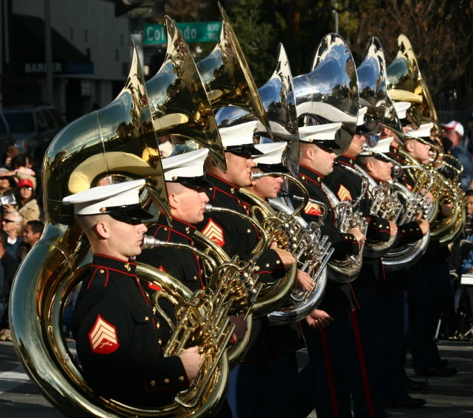 a marching band with ss trumpets and ss cap