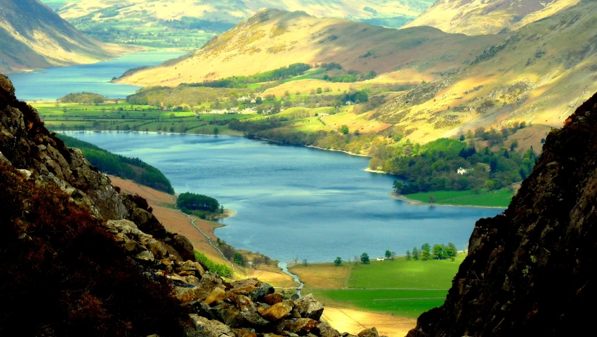 a large body of water surrounded by mountains