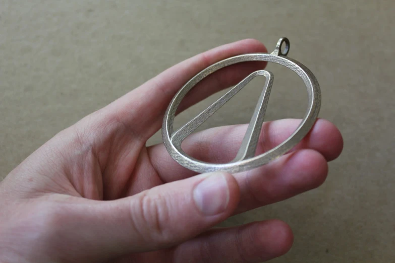 a person holding onto a small circle with two loops