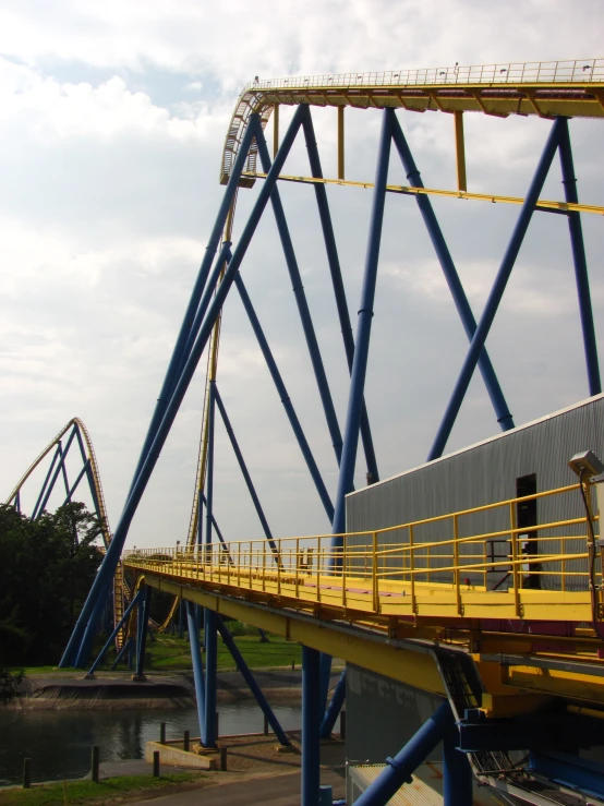 the yellow bridge is very high for roller coasters