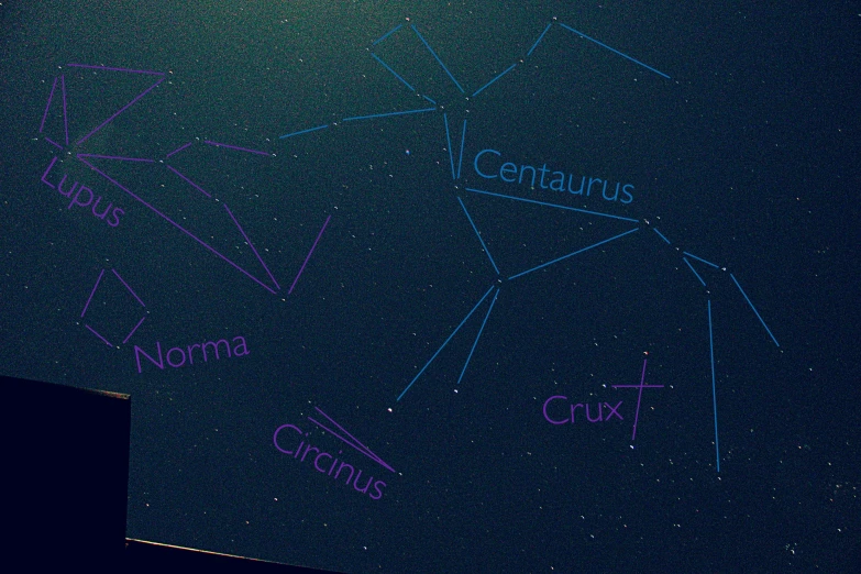 stars in the sky are labeled on a black surface