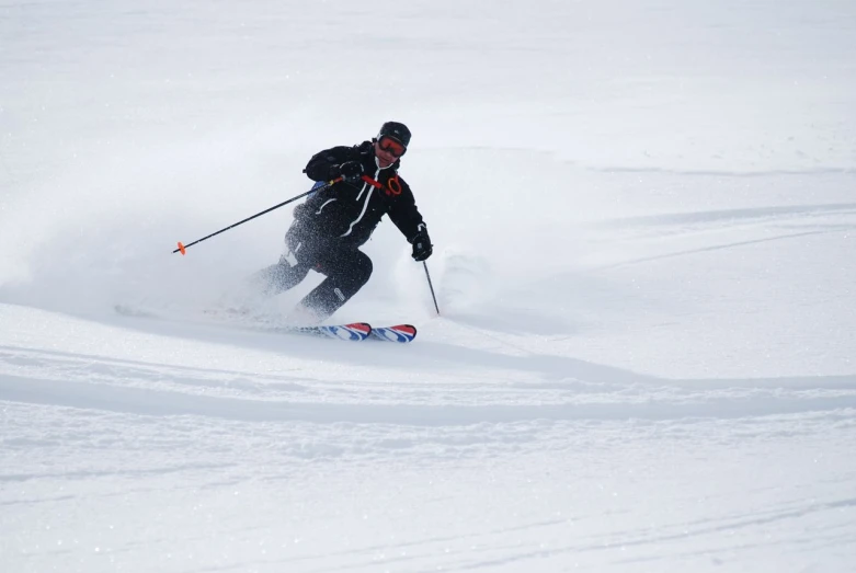 a man skiing downhill on a ski slope