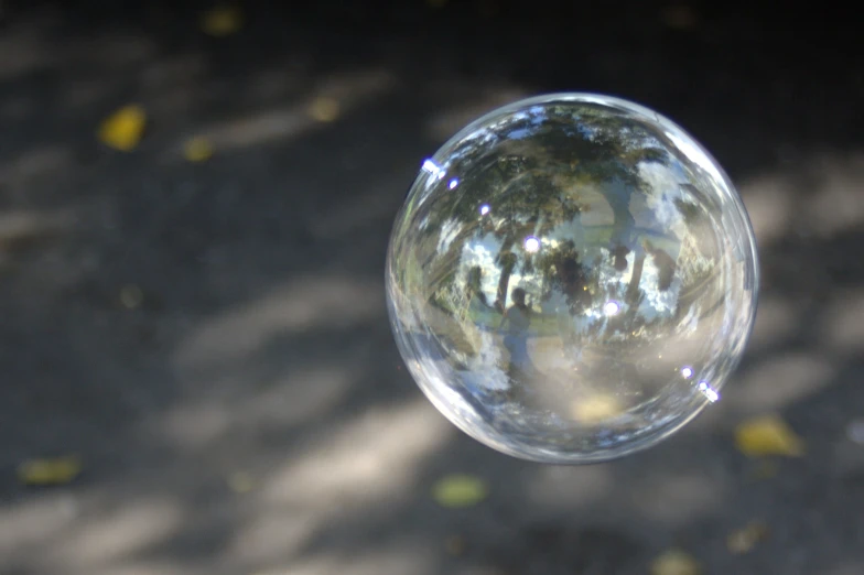 the light reflects off of a ball shaped glass