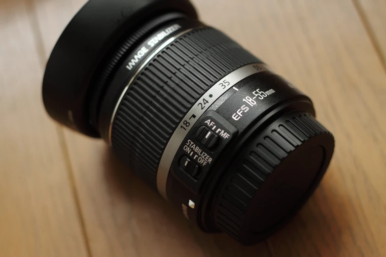 close up of lens sitting on a wooden surface