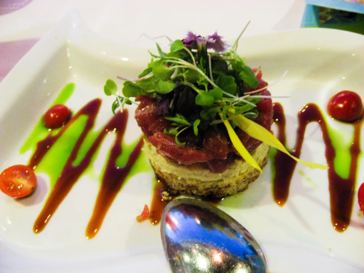 a plate on the table with different food items