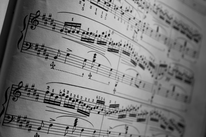 an old sheet of music has musical notation written
