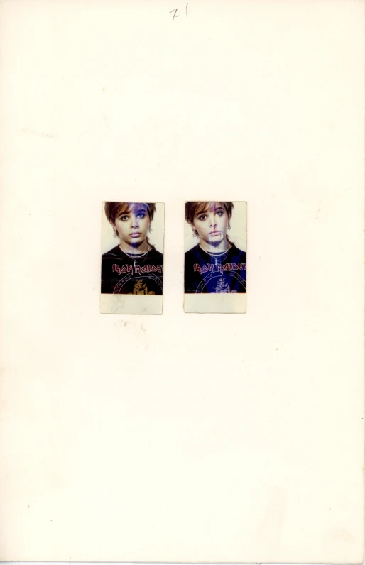 two polaroid pos of two women's heads with purple hair