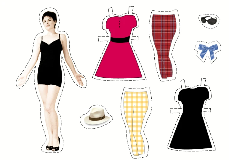 a paper doll that has clothes for a woman