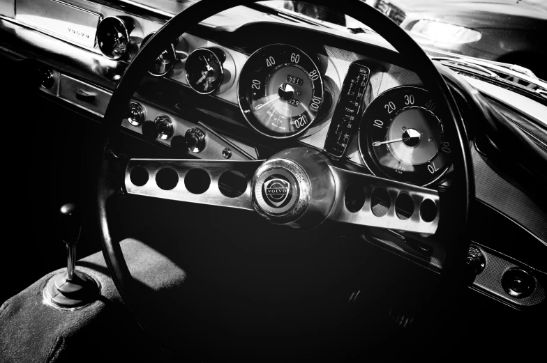 a close up view of a dashboard in a vintage car