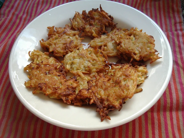 an image of plate of food on a cloth table