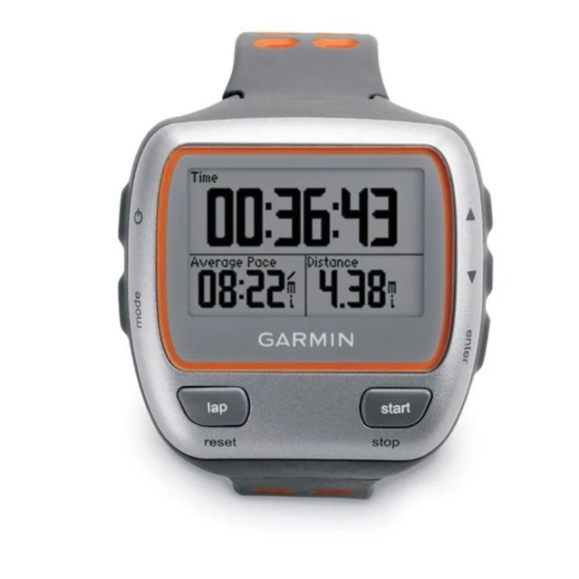 an orange and gray timepiece that is running