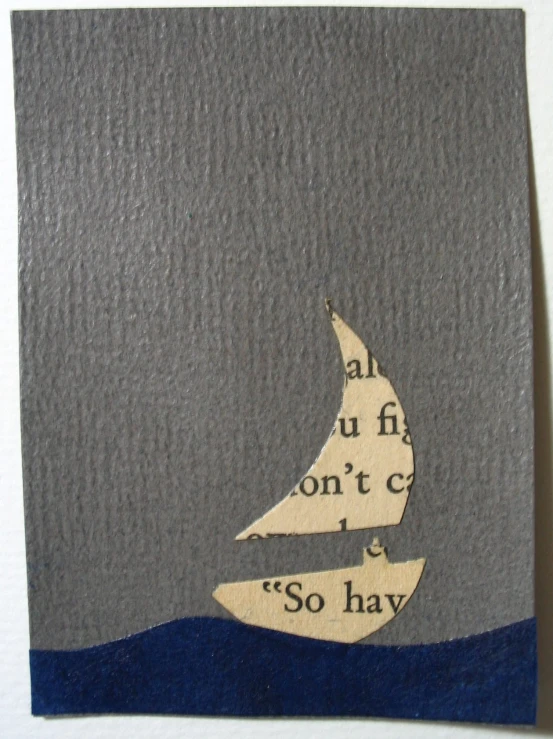 a picture with words printed on it and a sailboat in the background