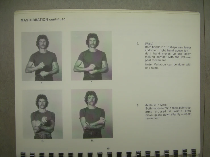 four men's different expression manual pages to describe
