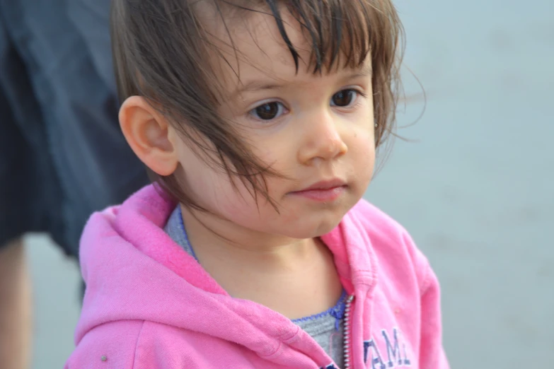 this is a small child in pink hoodie