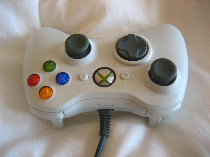 an image of a video game controller sitting on the bed