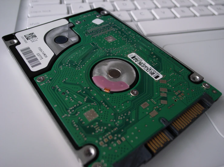 a hard drive on a computer laptop