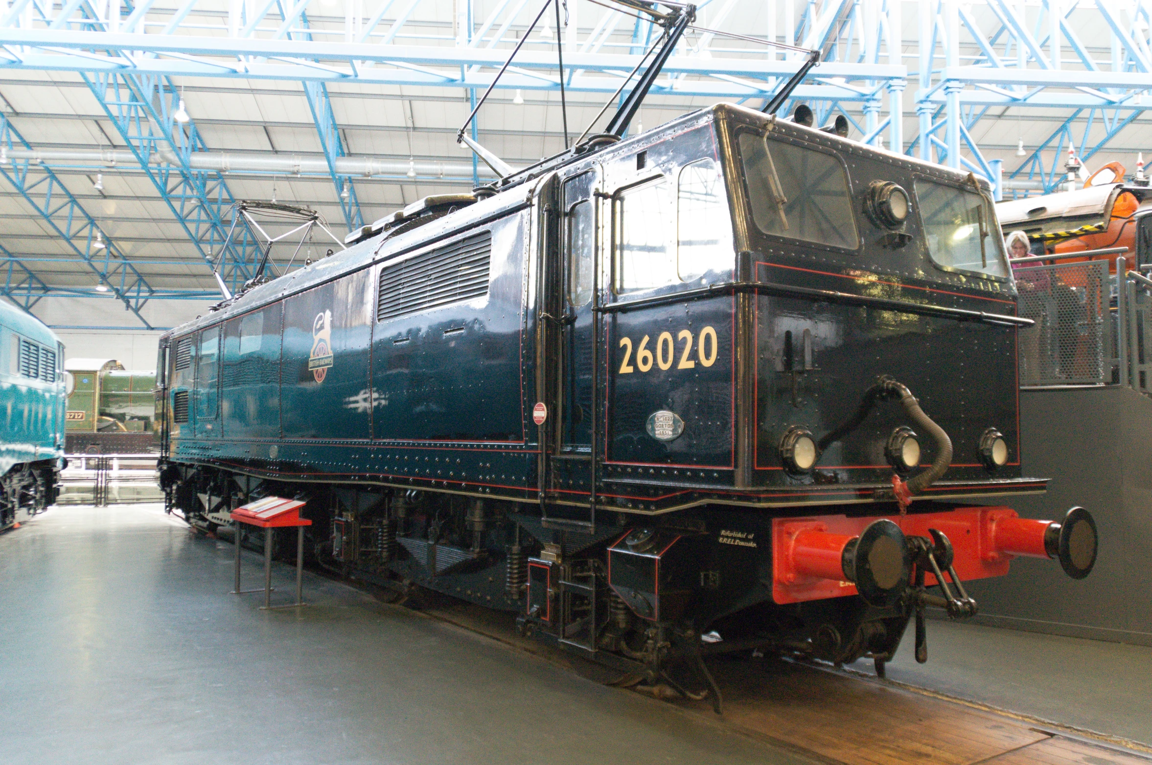 the train is on display inside of the building