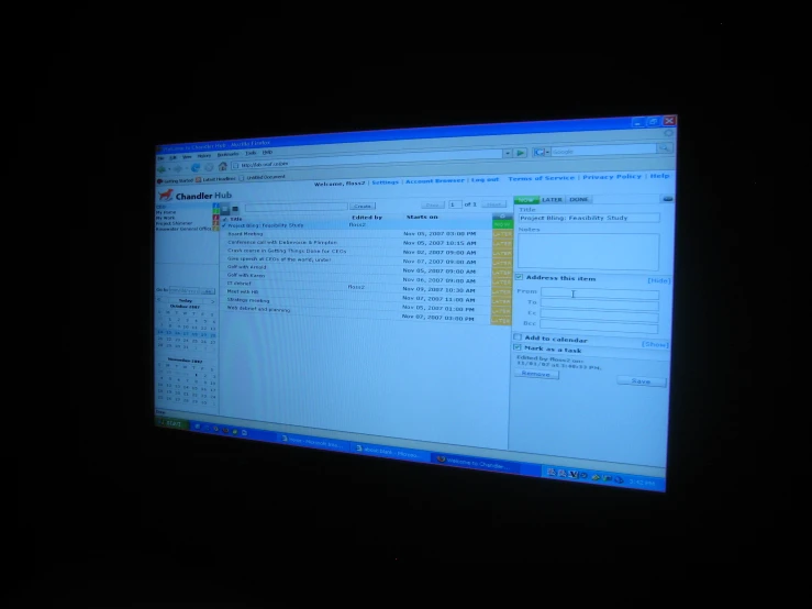 a monitor in the dark showing data file options