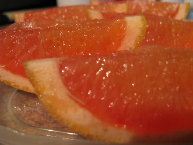 a closeup of the orange slices on the plate