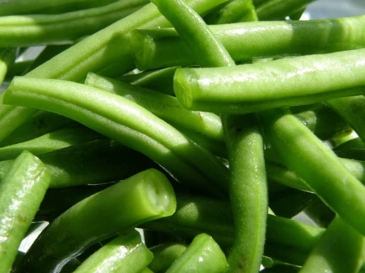 fresh green beans sitting in a bowl ready to eat
