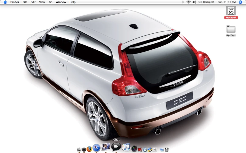 a white car in a computer screense