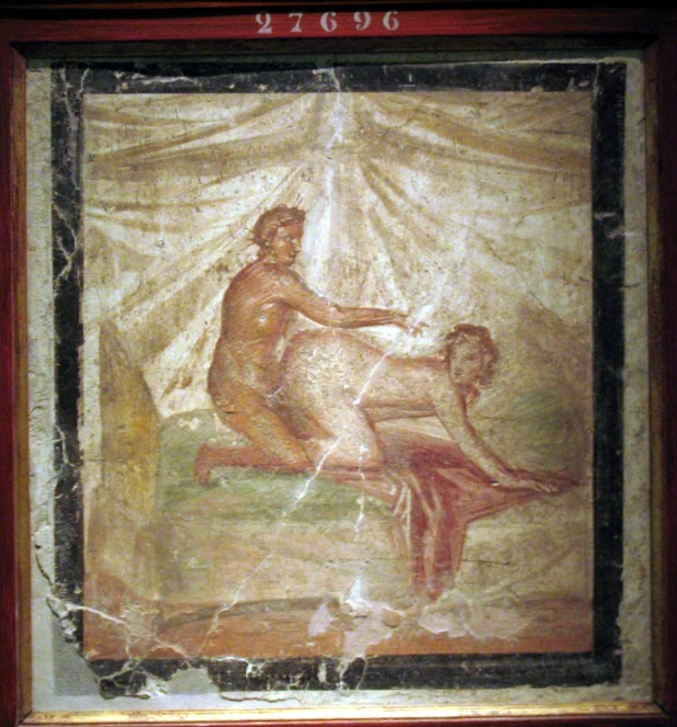 a painting with an image of two men