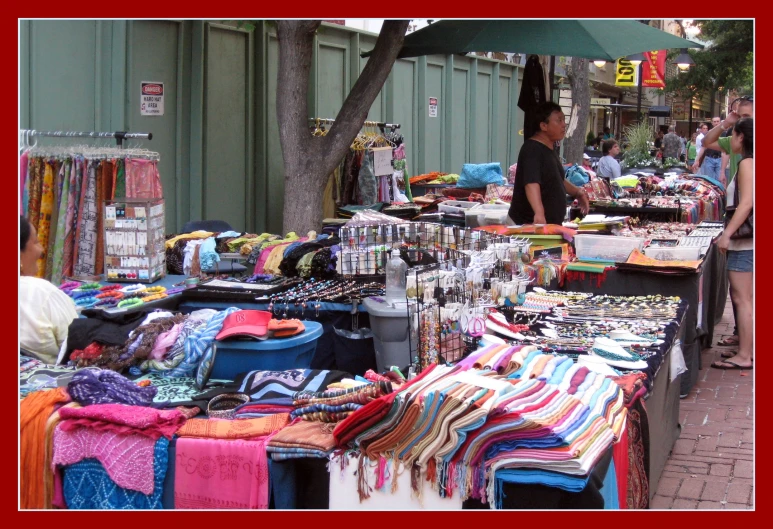 a large group of items on display at an outdoor market