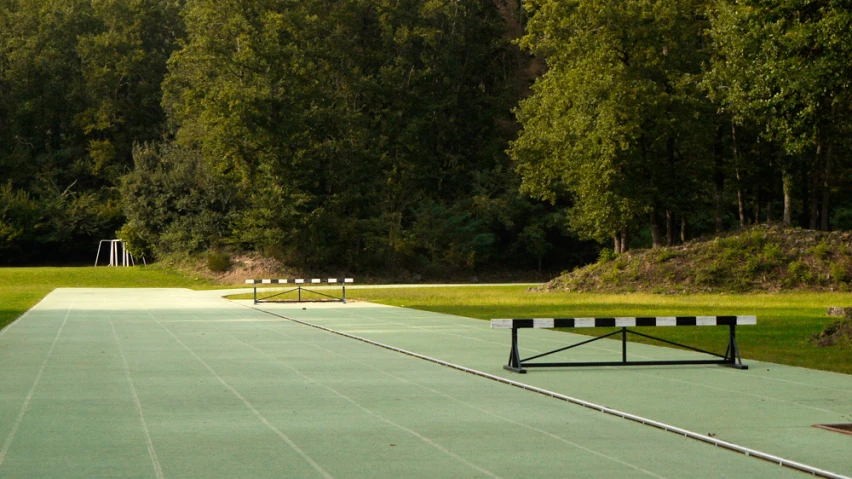 the tennis courts are empty for all to see