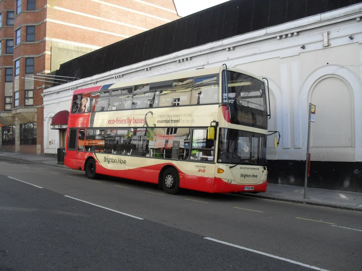 a double decker bus that is parked on the street