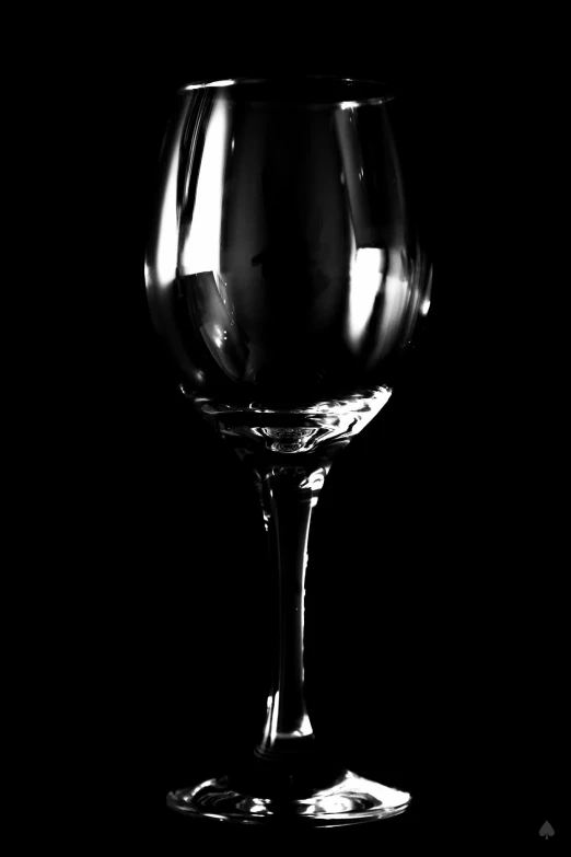 the dark background of an empty wine glass