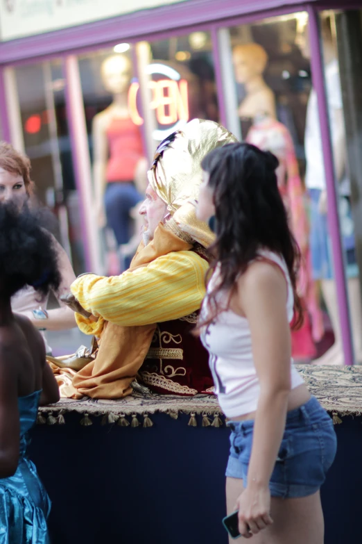 the woman is dressed in medieval clothes for halloween