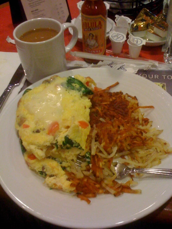 an omelet is served on a plate on the table