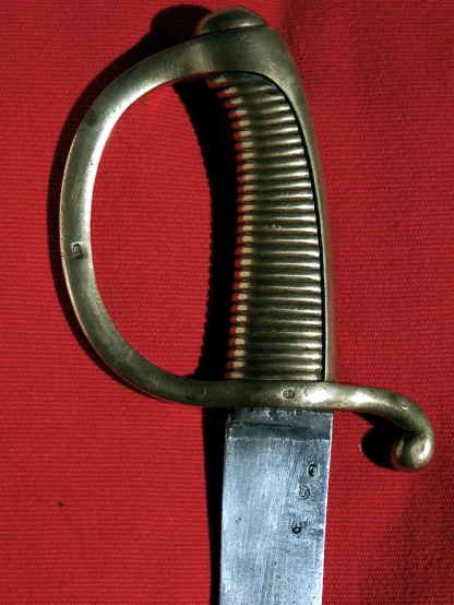 a metal scissors with a long curved handle