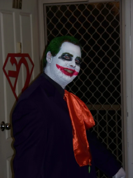 a person in a joker costume is dressed as a person