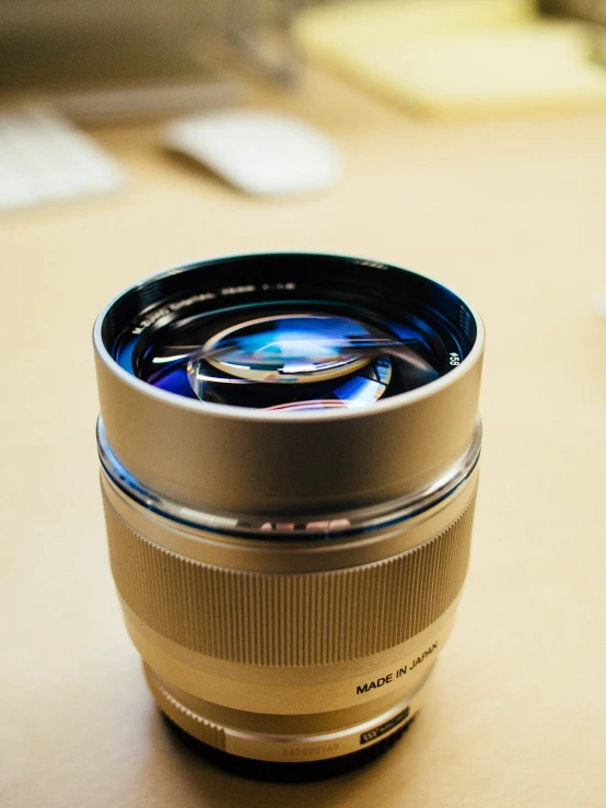 a close up view of an open camera lens