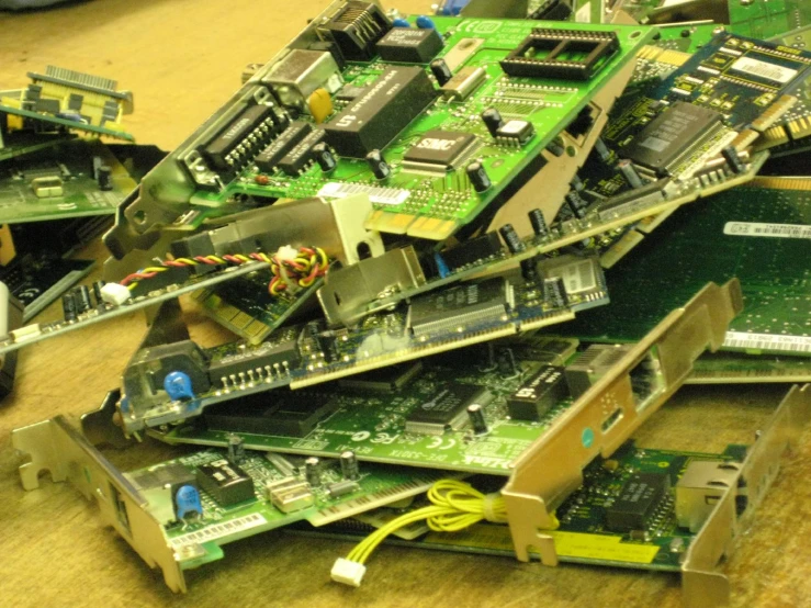 a number of electronic equipment pieces piled on top of each other