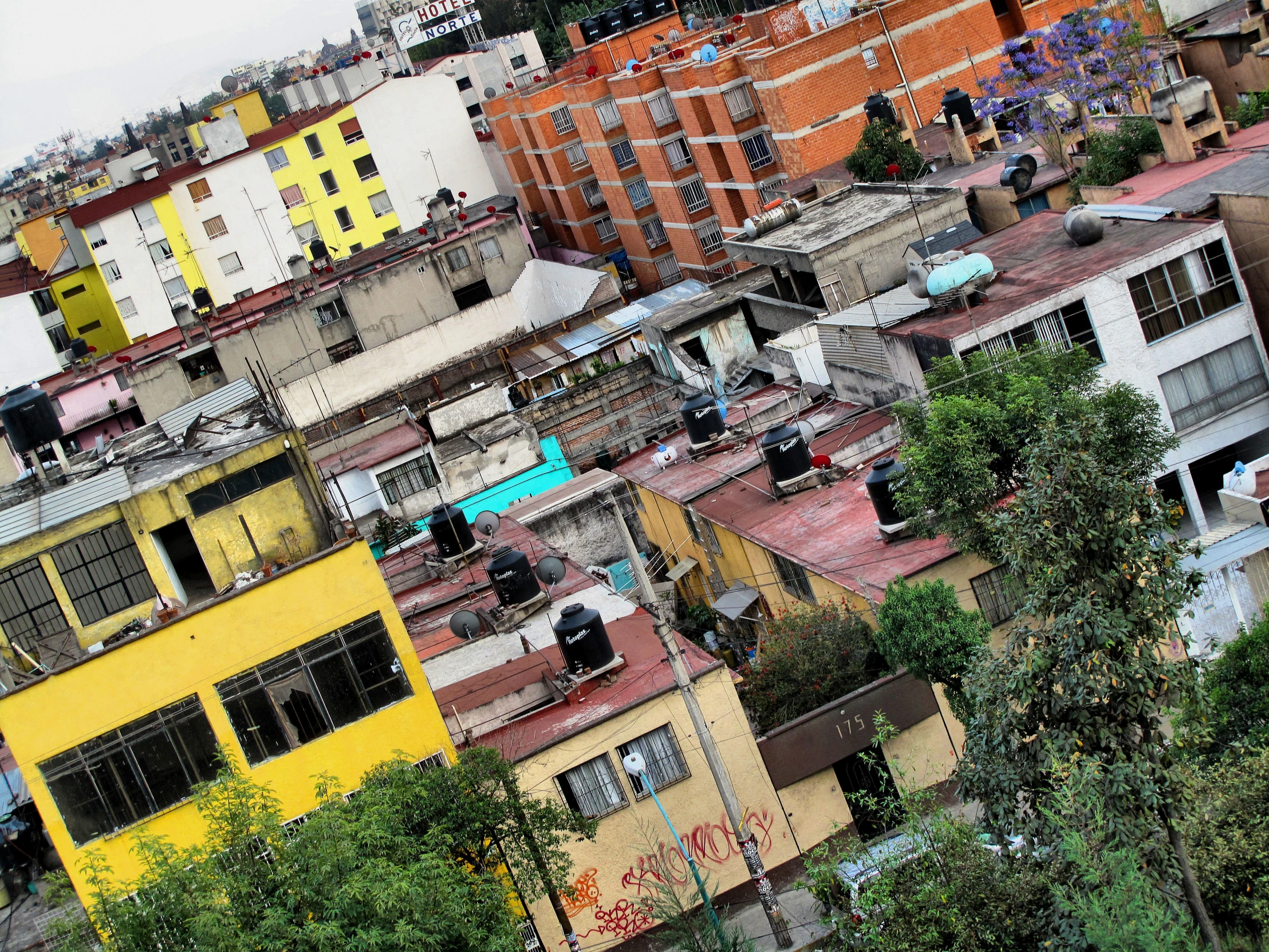 buildings are lined up on the roof tops