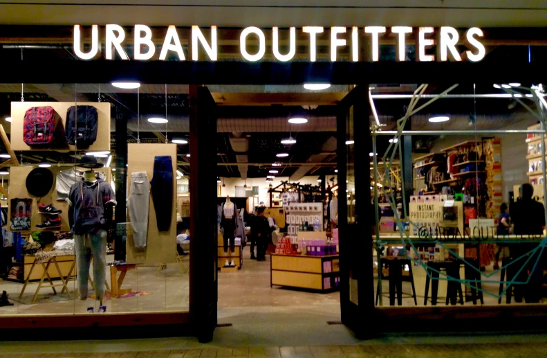 a building that says urban outfitters above the front door