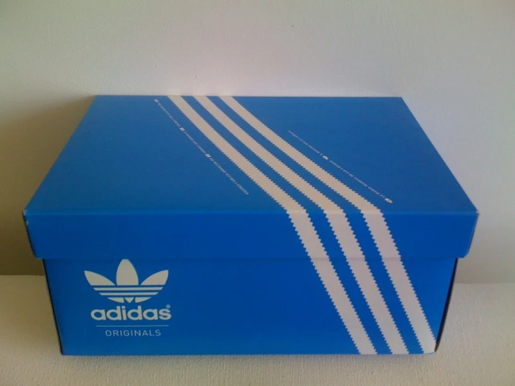 a blue box with a white stripes on it