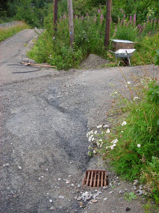 a metal cover that has been placed on the ground