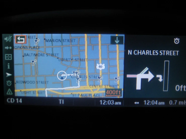 there is a map on a car screen