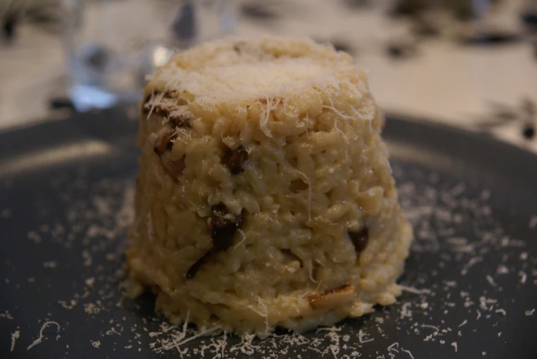 a close up of a desert dish on a table