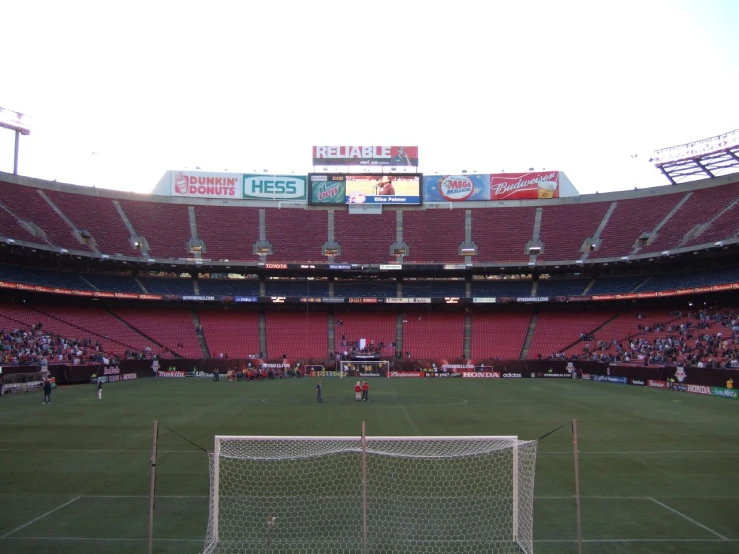 the soccer field at a large stadium