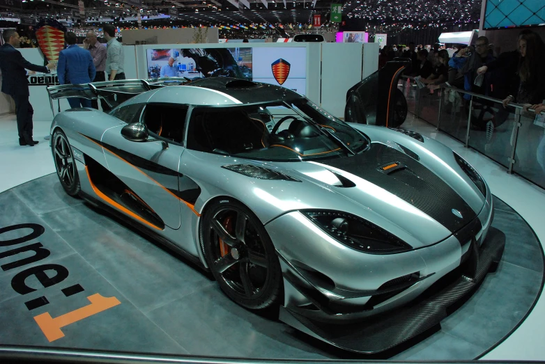 an automobile on display at a vehicle show